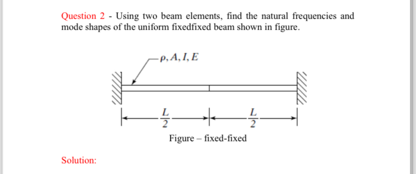 Question 3 - For the one - dimensional bar shown