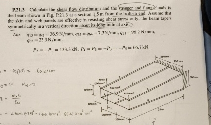 P . 2 1 . 3 Calculate the shear flow distribution