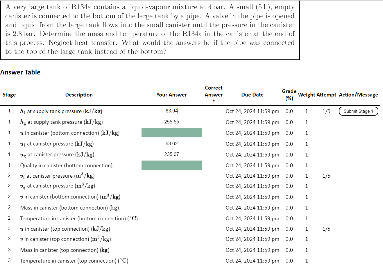 A very large tank of R 1 3 4 a contains a liquid