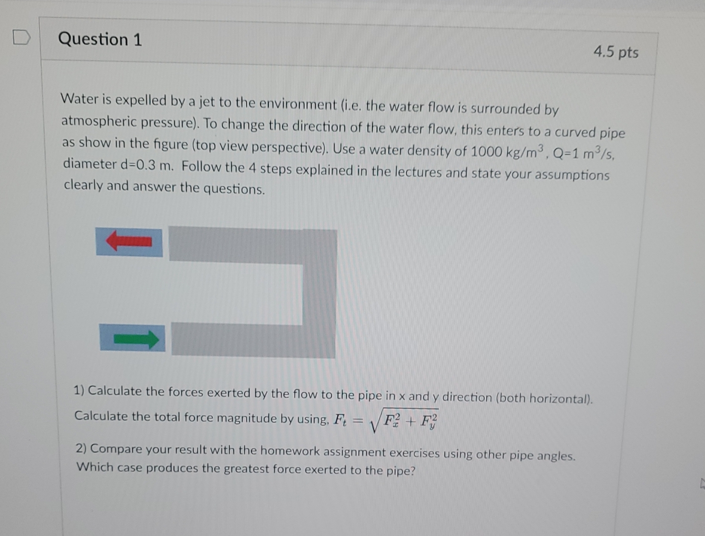 Question 1 Water is expelled by a jet to the
