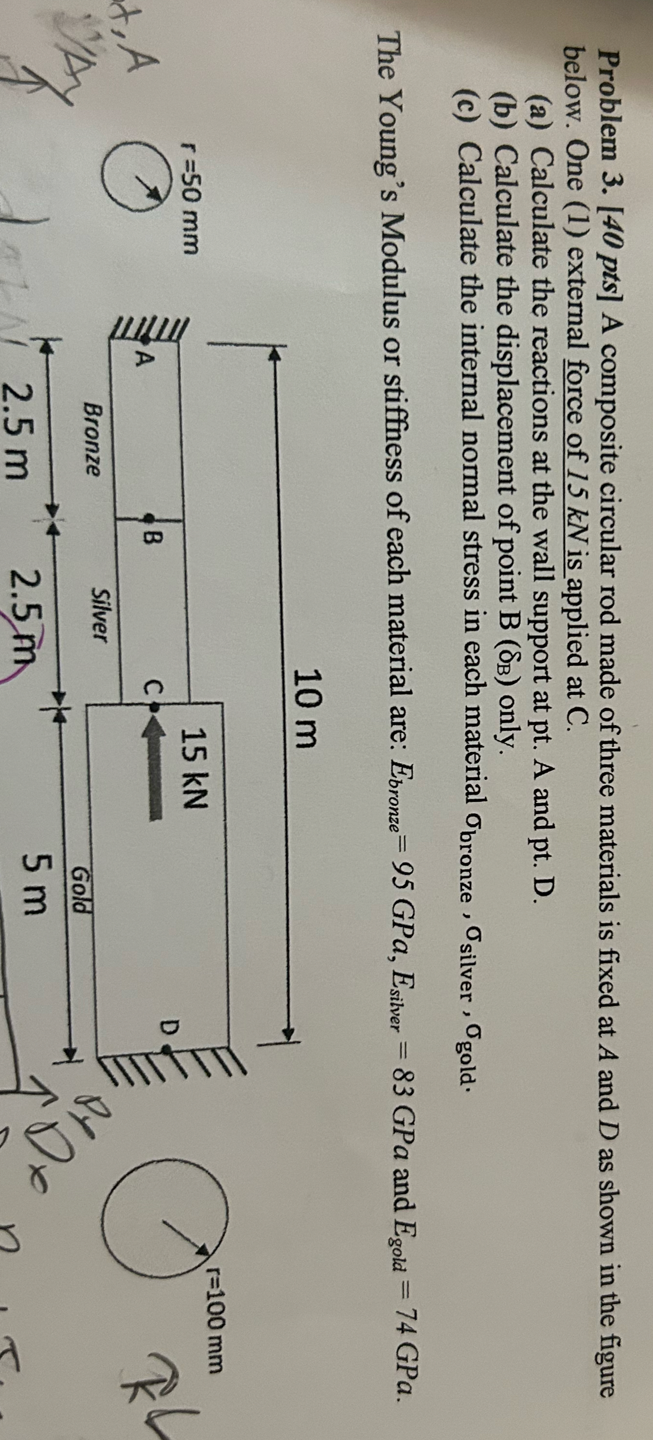 Problem 3 . [ 4 0 pts ] A composite circular rod