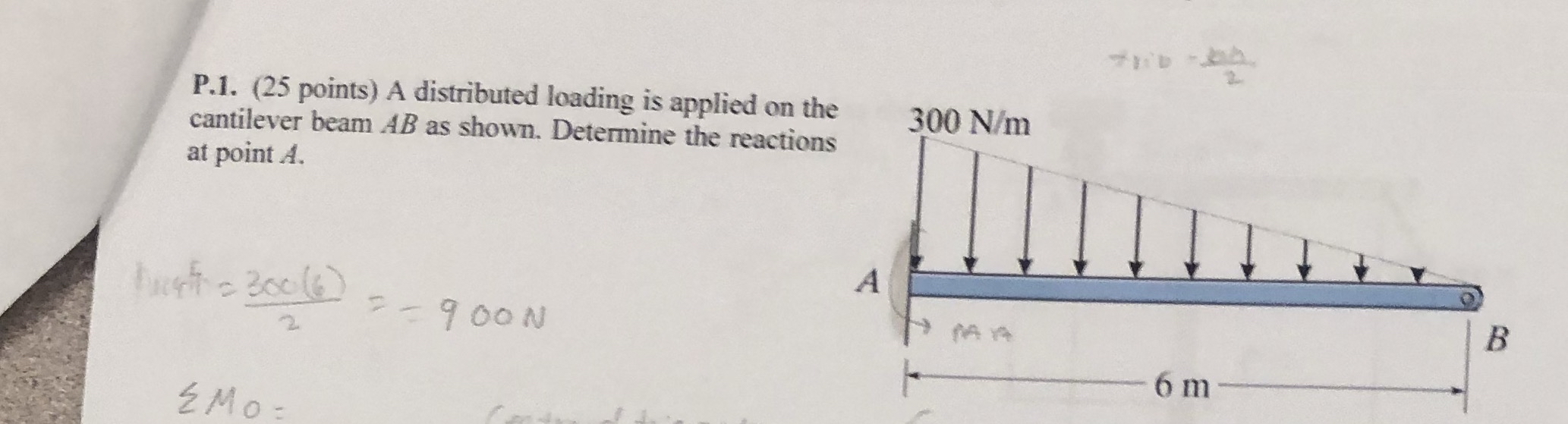 P . 1 . ( 2 5 points ) A distributed loading is