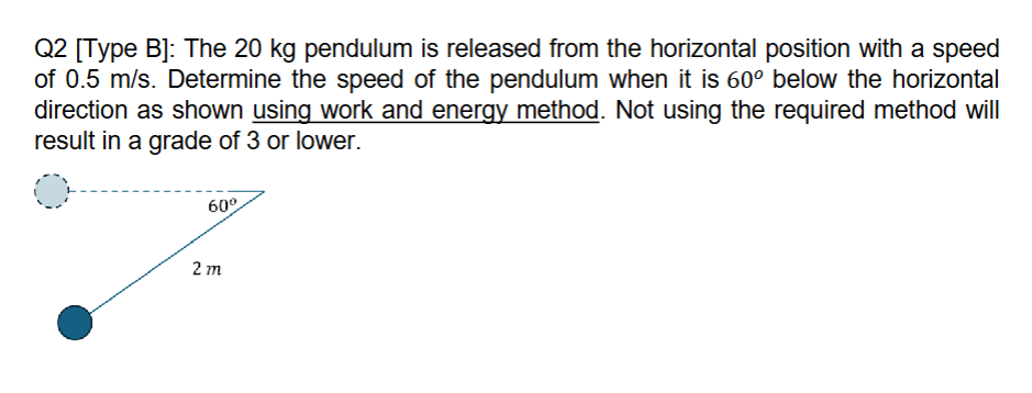 Q 2 [ Type B ] : The 2 0 kg pendulum is released