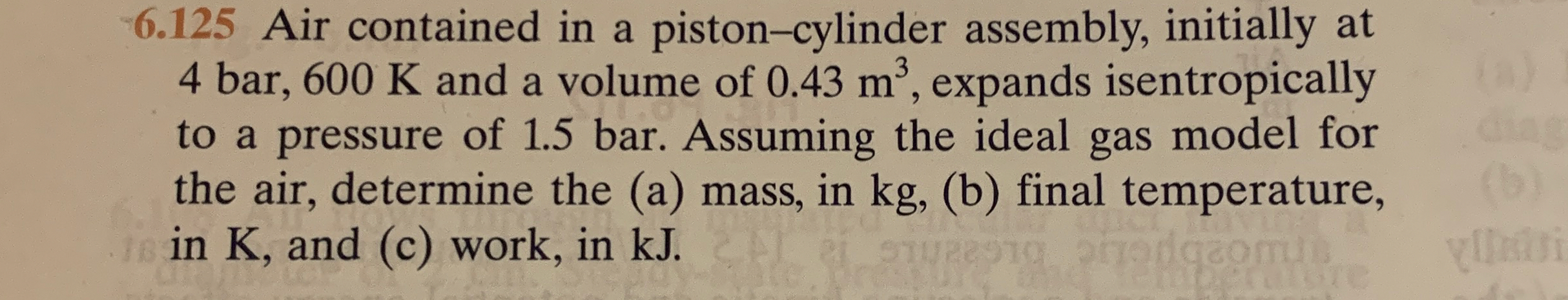 6 . 1 2 5 Air contained in a piston - cylinder