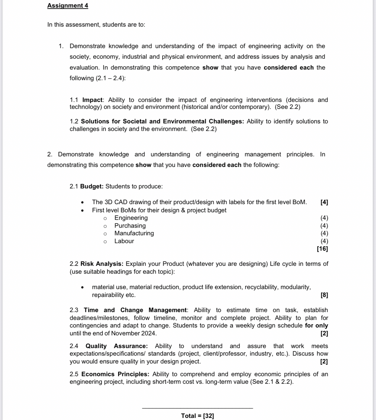 Assignment 4 In this assessment, students are to: