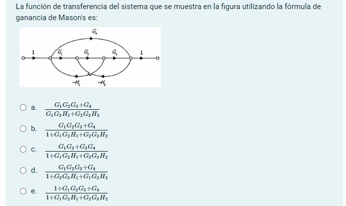 La funci n de transferencia del sistema que se
