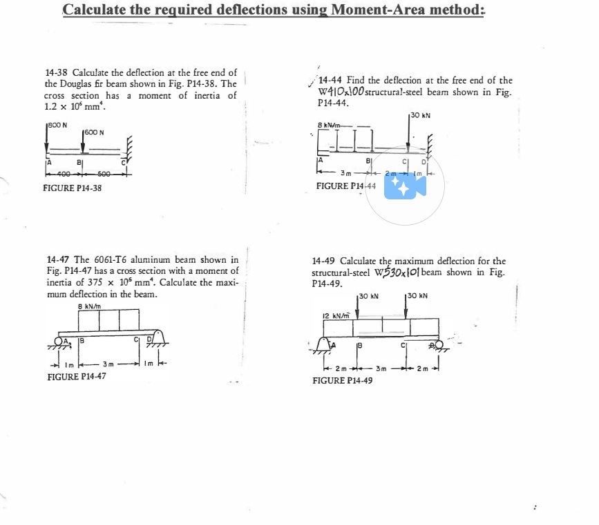 Calculate the required deflections using Moment -