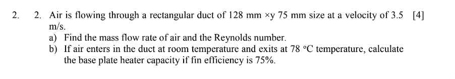 Air is flowing through a rectangular duct of 1 2