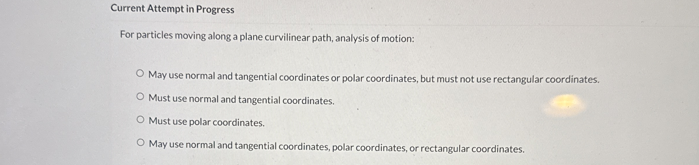 Current Attempt in Progress For particles moving