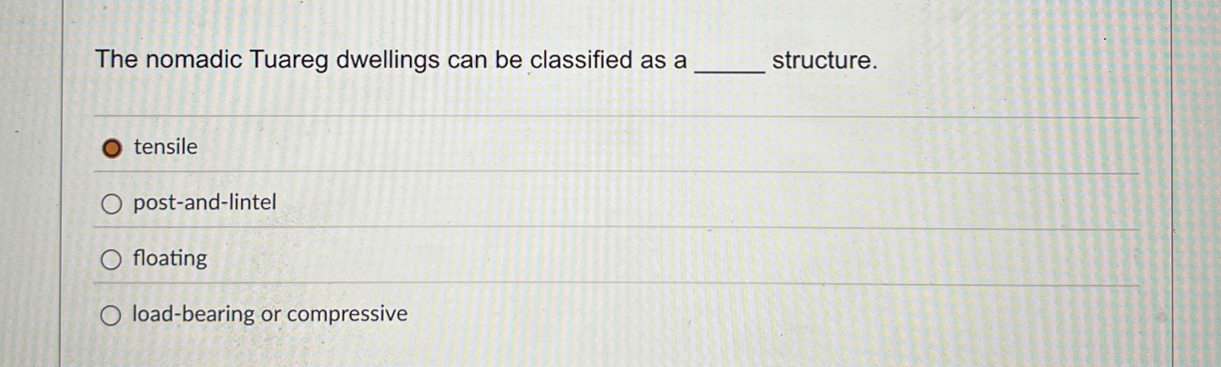 The nomadic Tuareg dwellings can be classified as