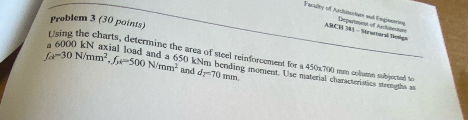 Using the charts, determine the area of steel