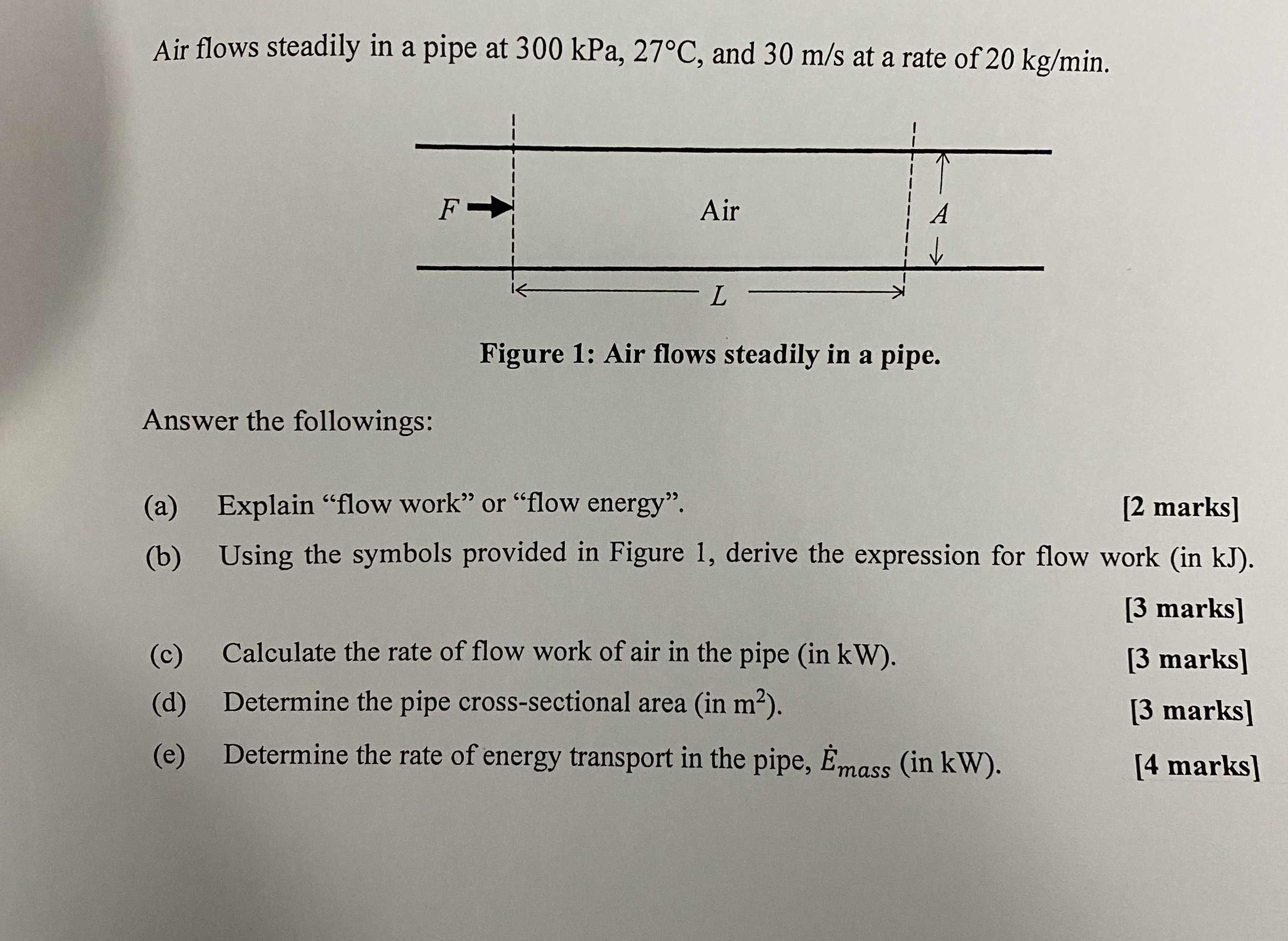 Air flows steadily in a pipe at 3 0 0 kPa, 2 7 C
