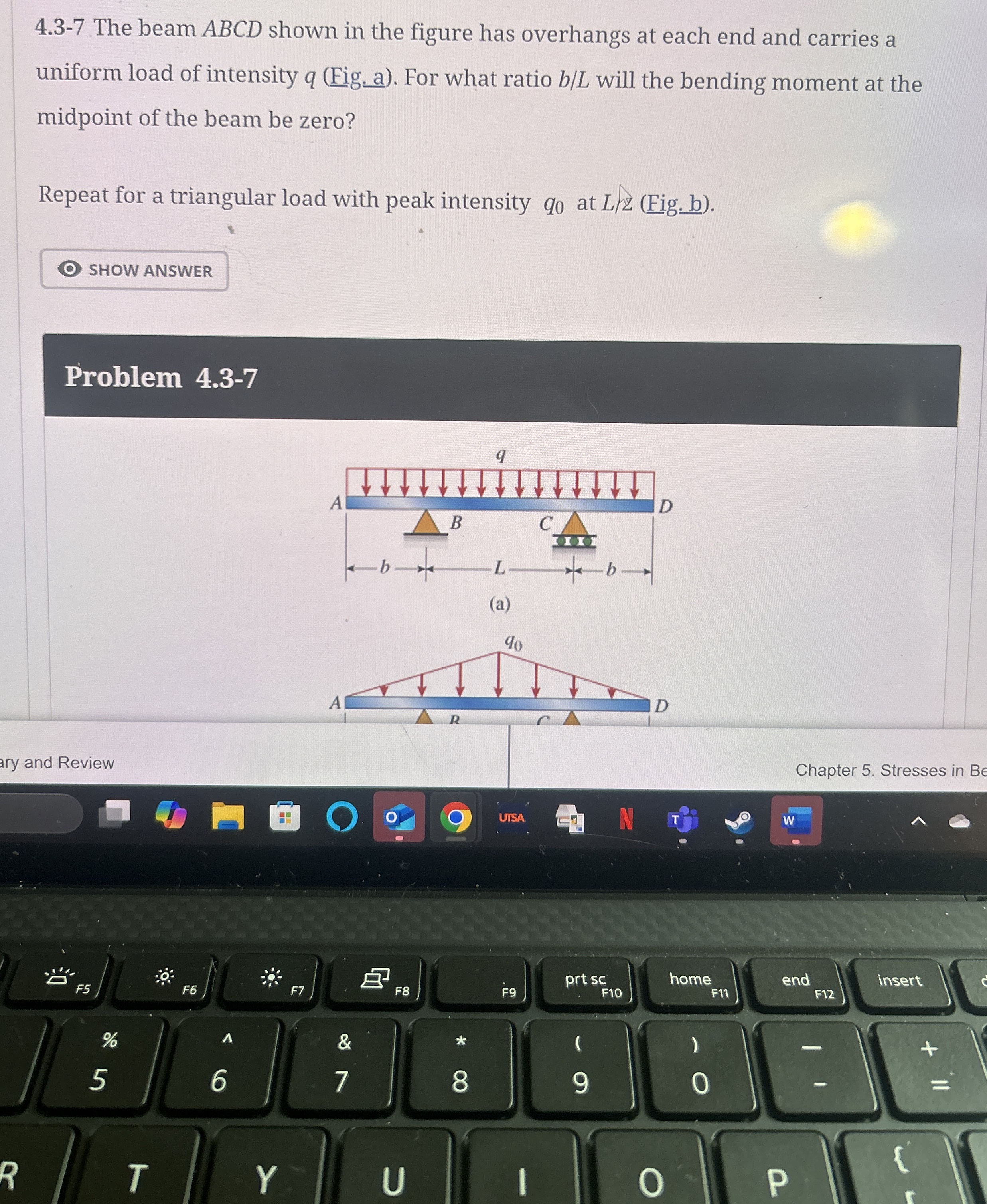 4 . 3 - 7 The beam ABCD shown in the figure has