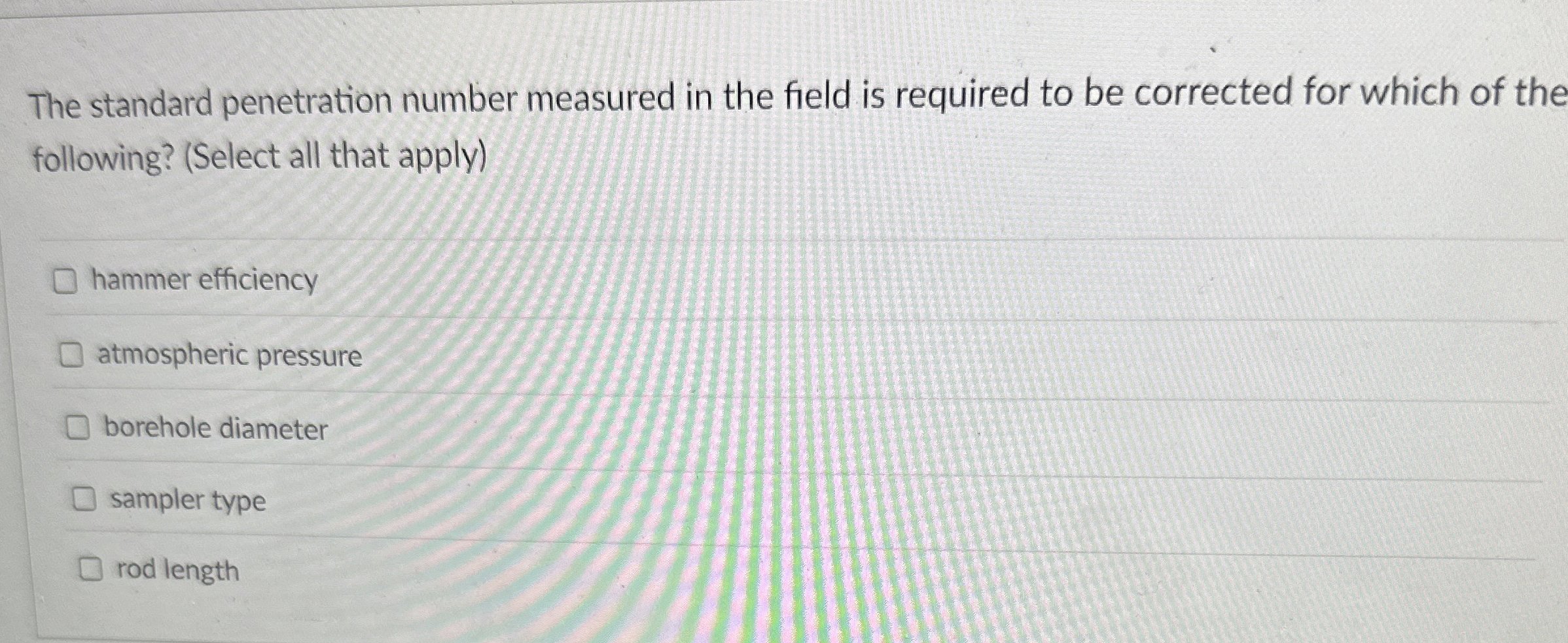 The standard penetration number measured in the