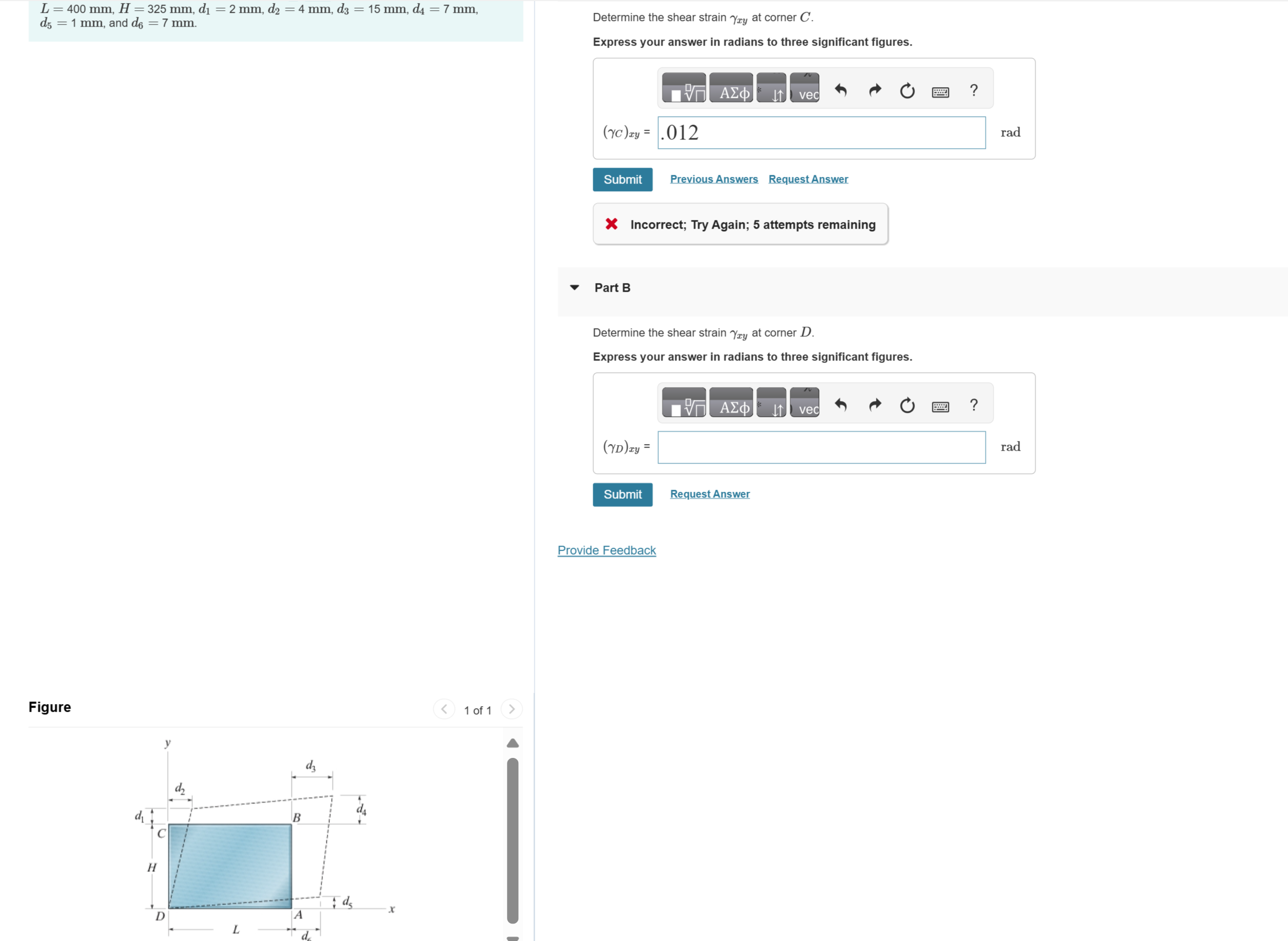 L = 4 0 0 m m , H = 3 2 5 m m , d 1 = 2 m m , d 2