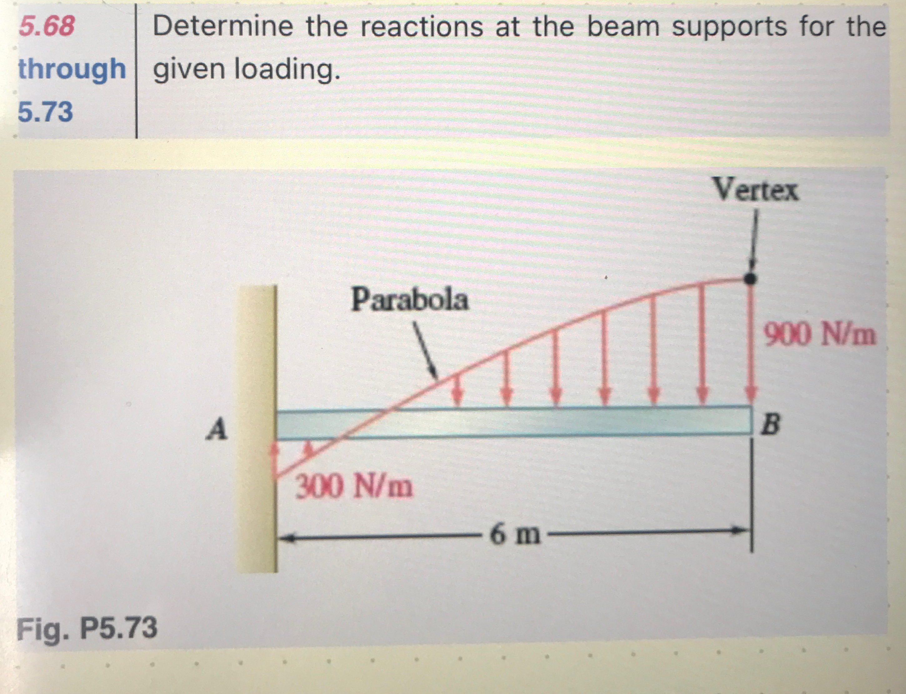 5 . 6 8 through 5 . 7 3 Determine the reactions