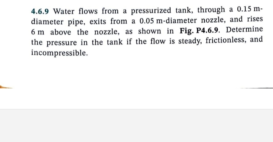 4 . 6 . 9 Water flows from a pressurized tank,