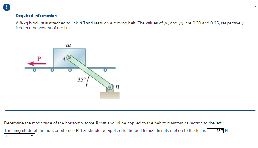 Required information A 8 - kg block \ ( m \ ) is