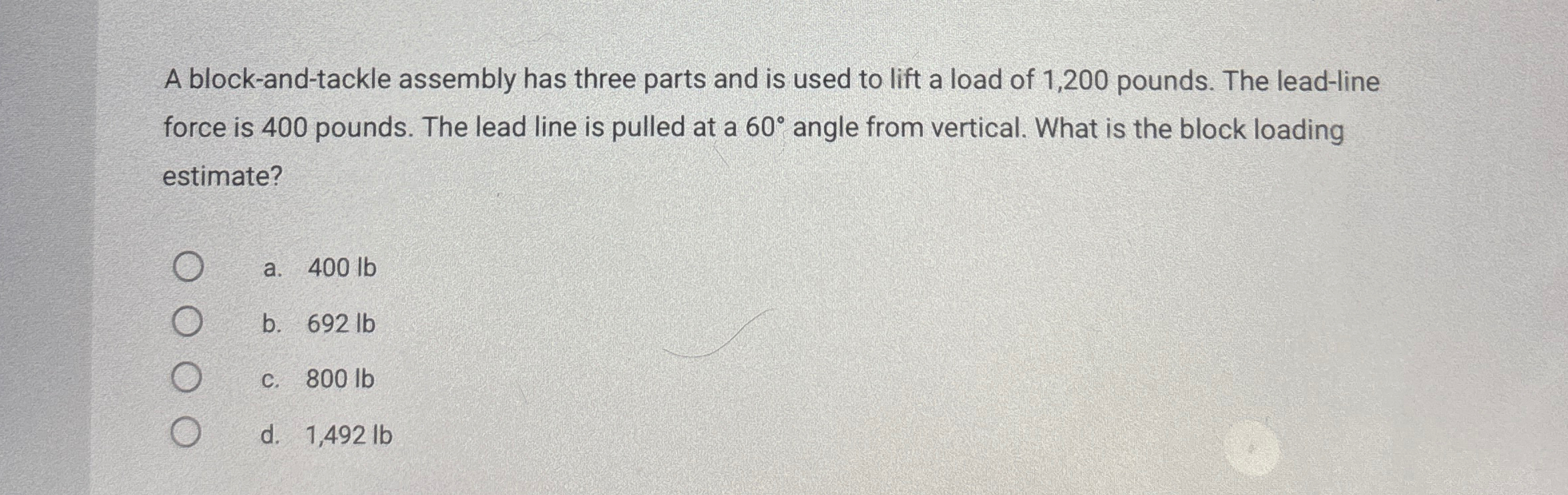 A block - and - tackle assembly has three parts