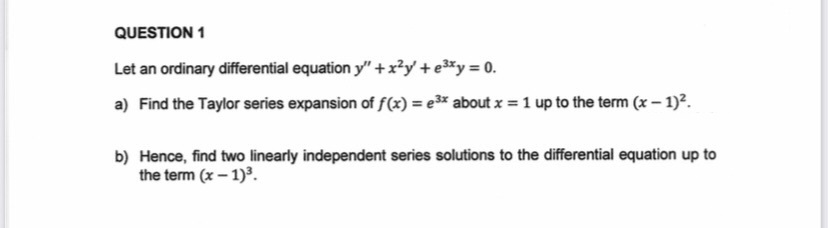 Further Differential Equation Let an ordinary