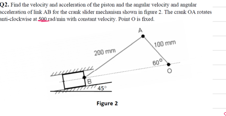 Q 2 . Find the velocity and acceleration of the