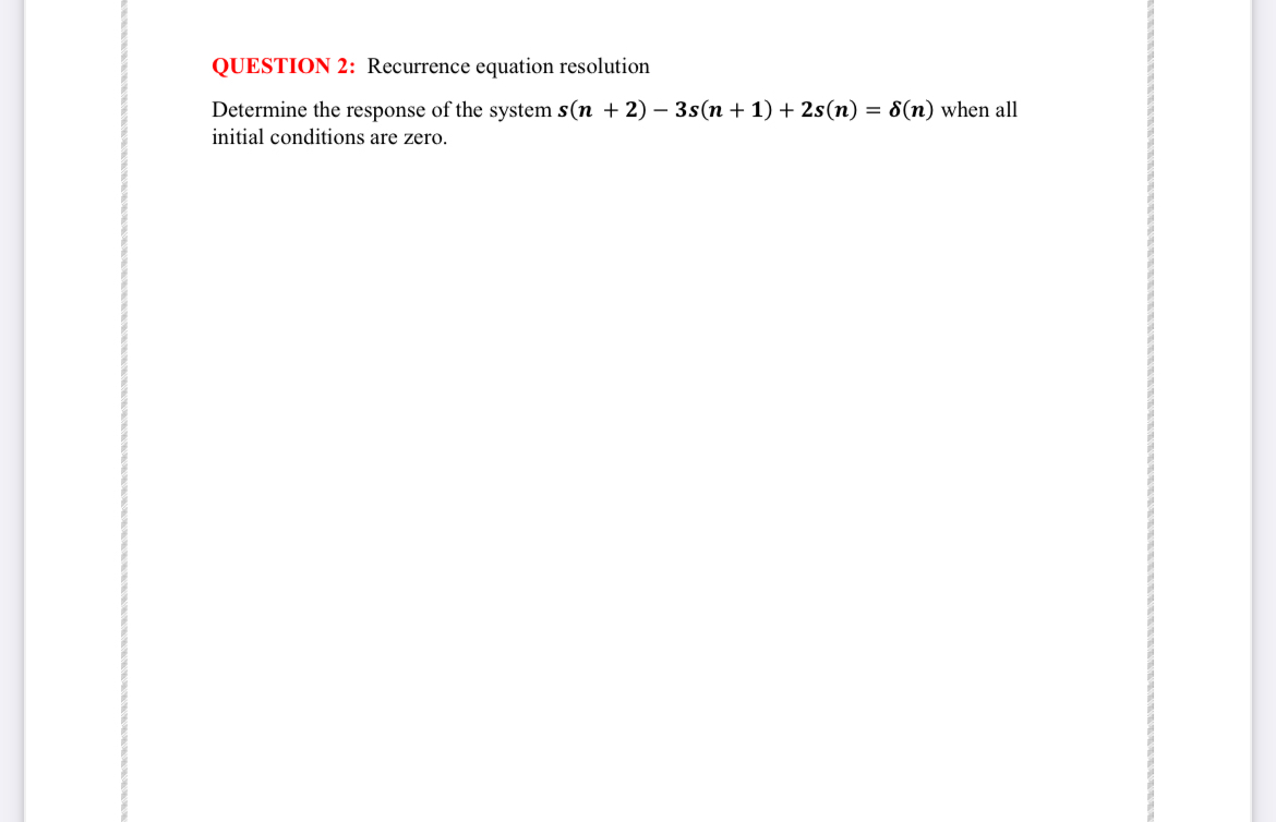 QUESTION 2 : Recurrence equation resolution