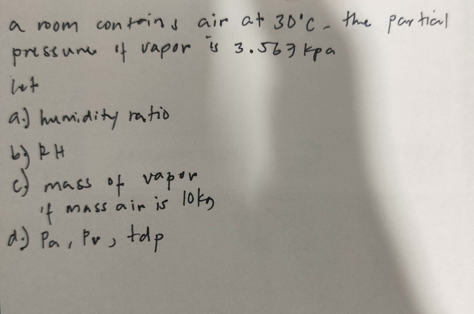 a room contrins air at 3 0 C . the partial