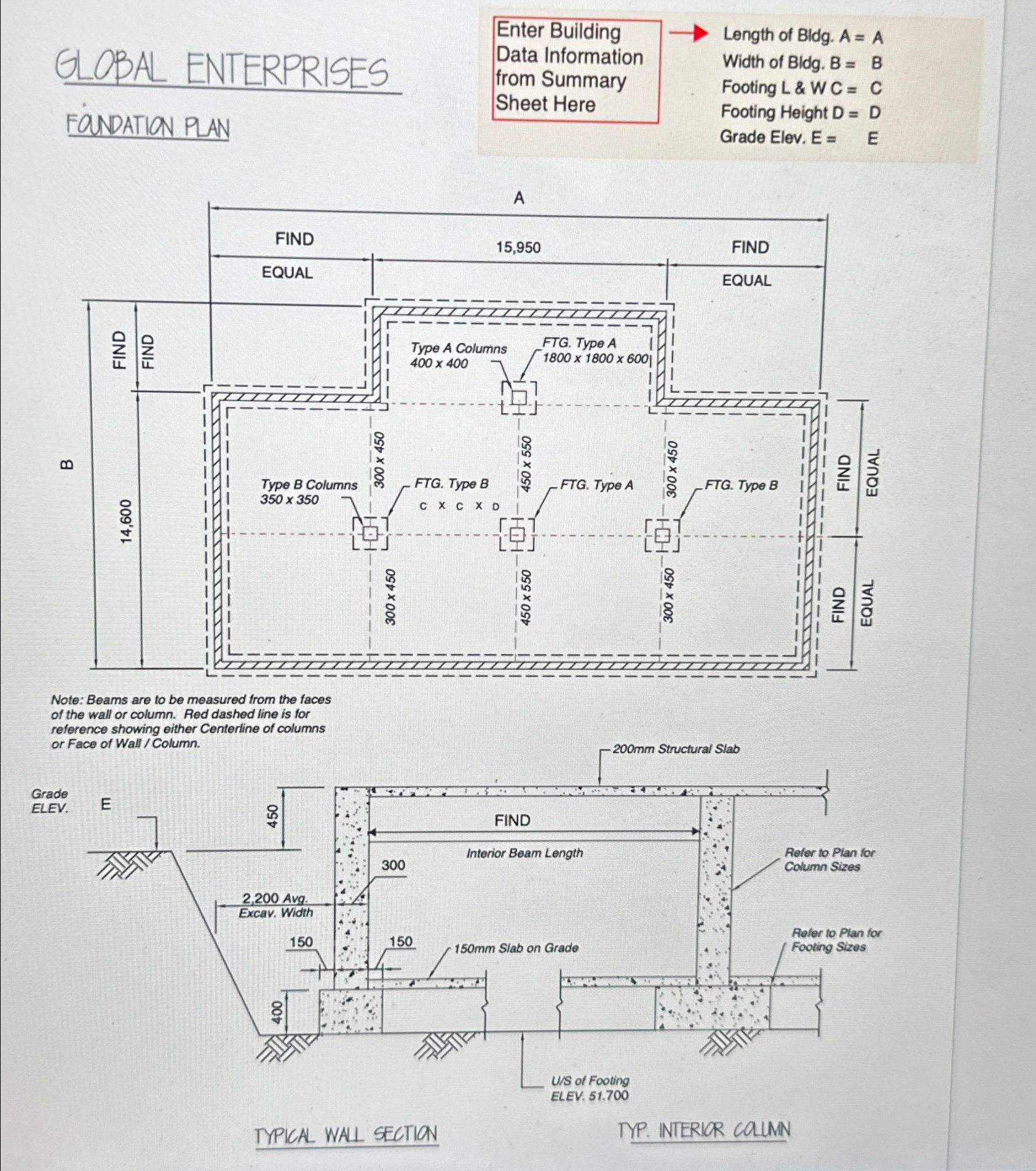 GLOBAL ENTERPRISES FONDATION PLAN Enter Building