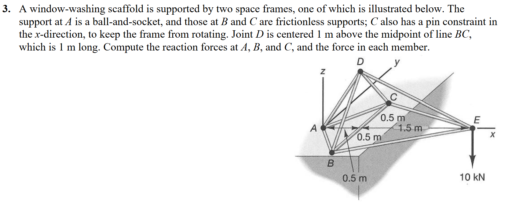 A window - washing scaffold is supported by two