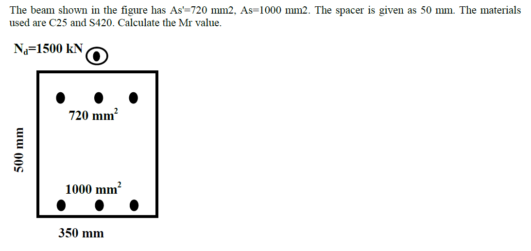 The beam shown in the figure has A s ' = 7 2 0 m