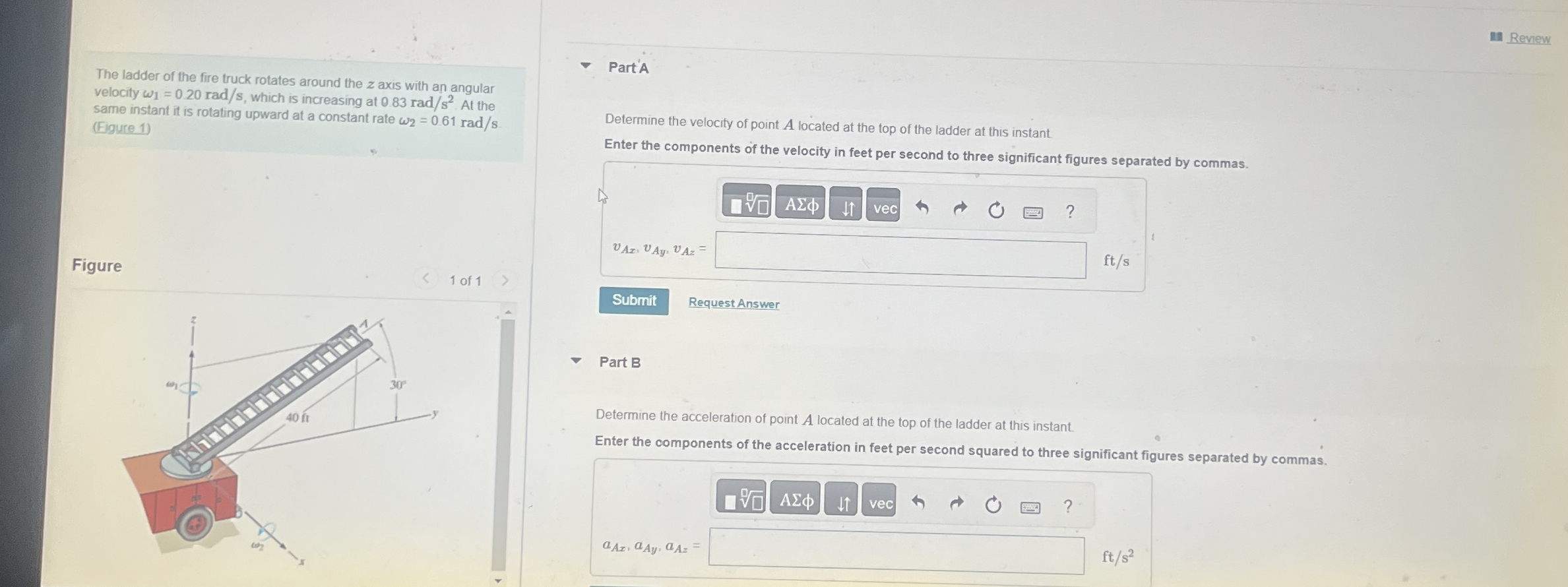 The ladder of the fire truck rotates around the z