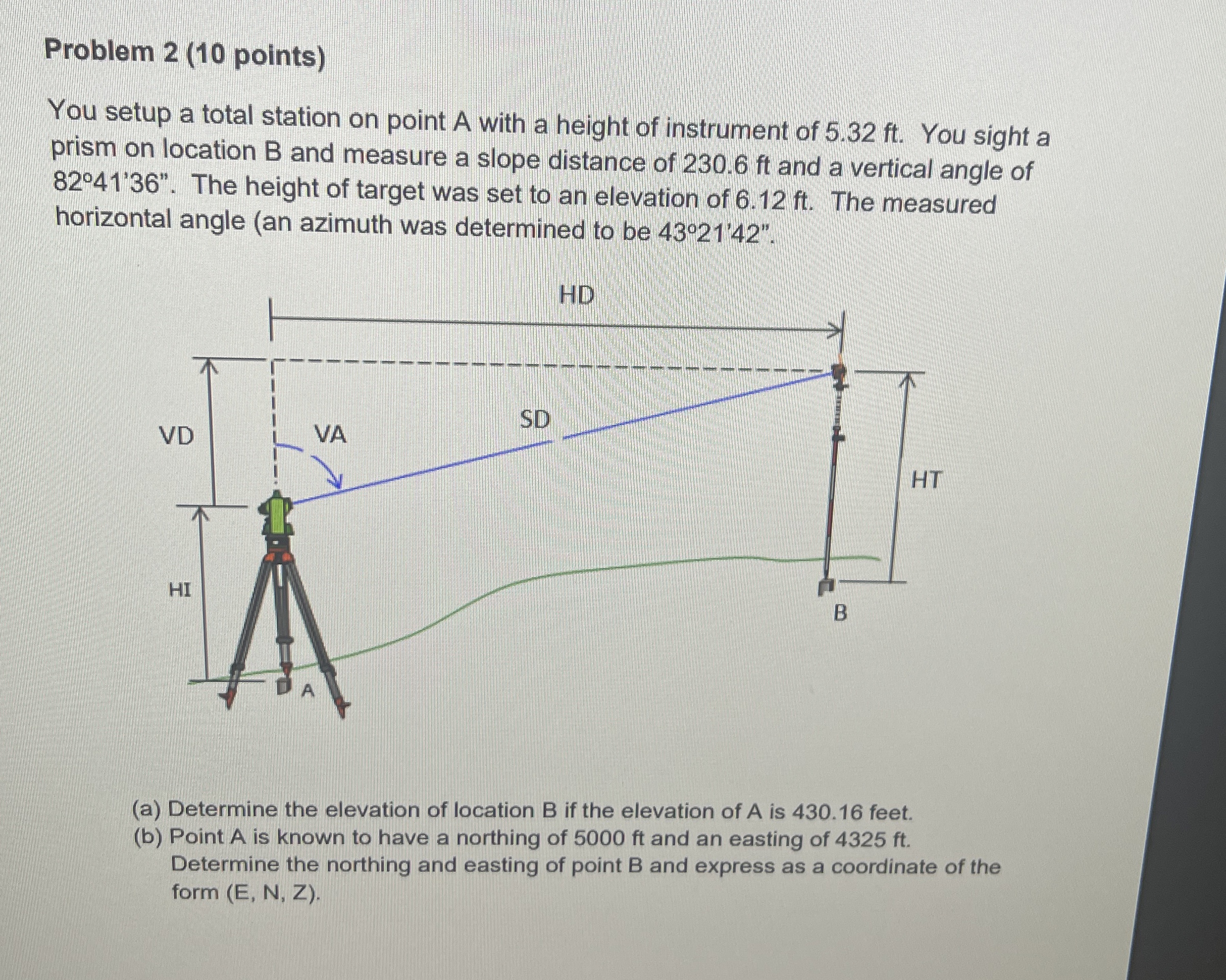 Problem 2 ( 1 0 points ) You setup a total