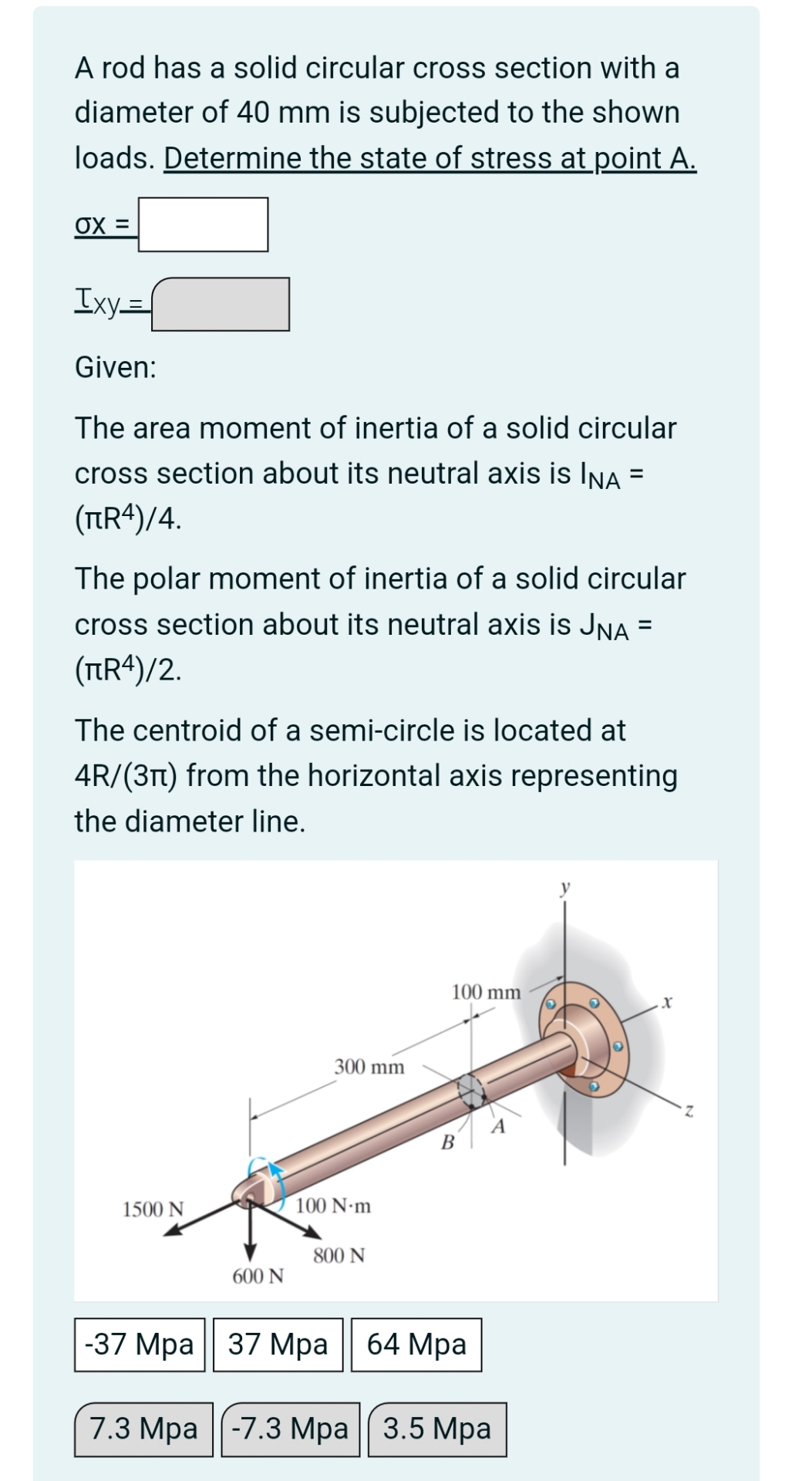solve the mechanics of material problem A rod has