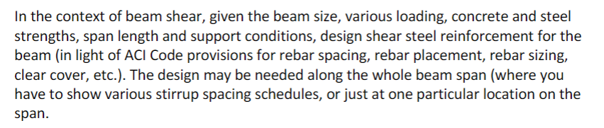 In the context of beam shear, given the beam