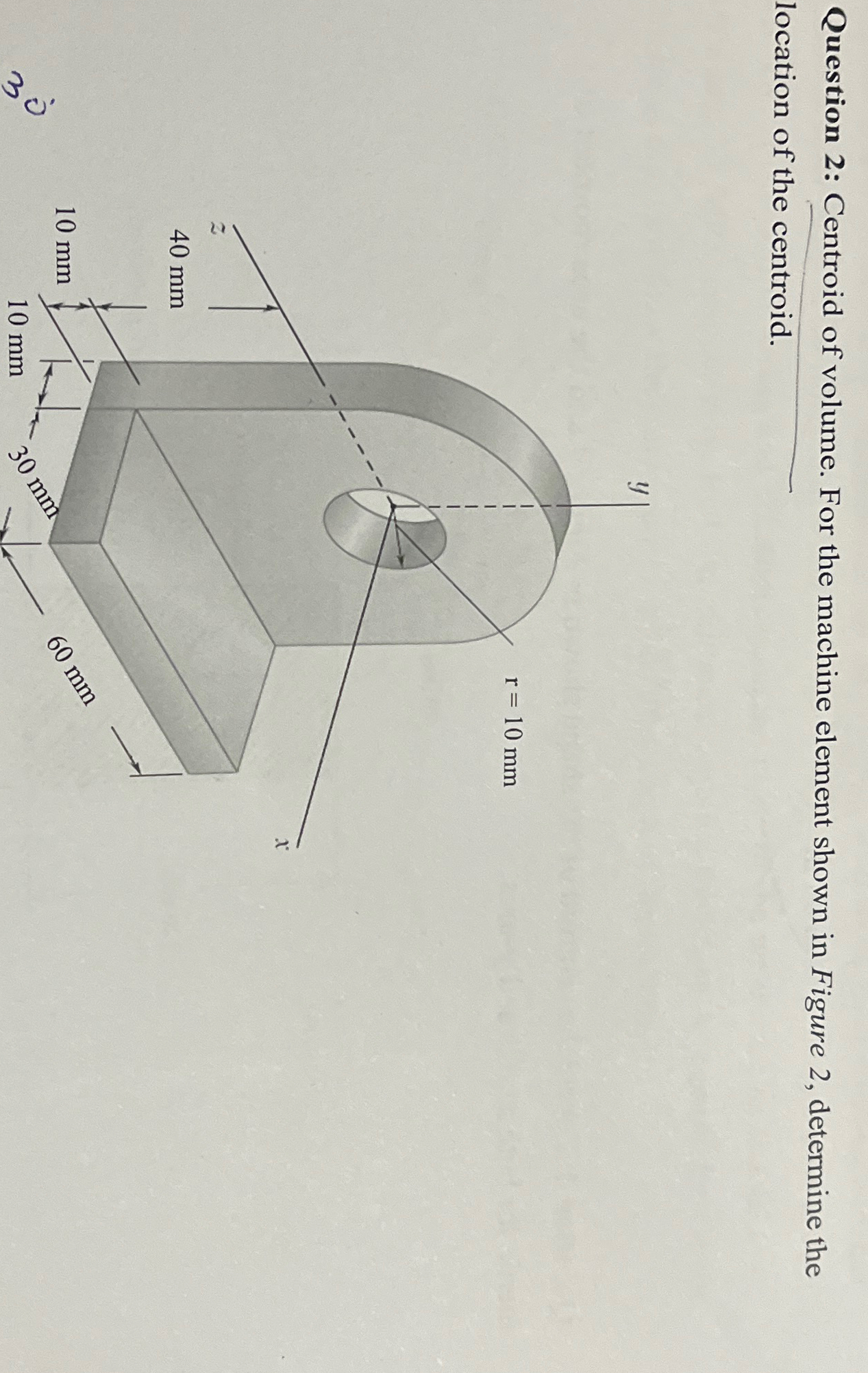 Question 2 : Centroid of volume. For the machine