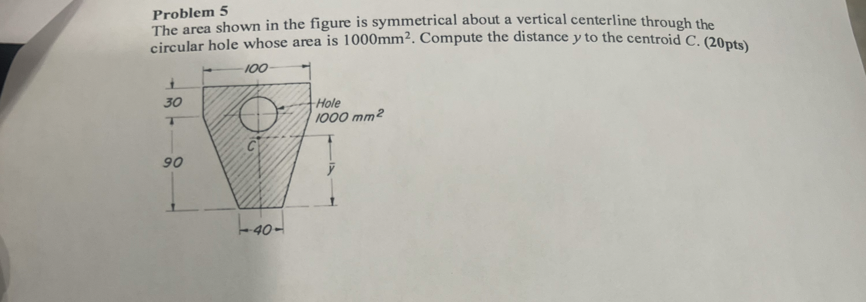 Problem 5 The area shown in the figure is