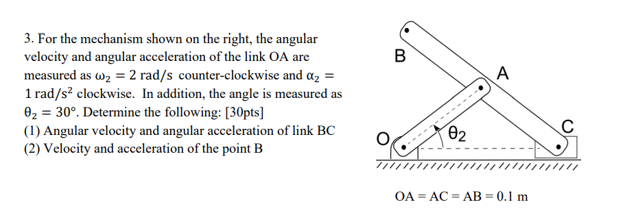 For the mechanism shown on the right, the angular