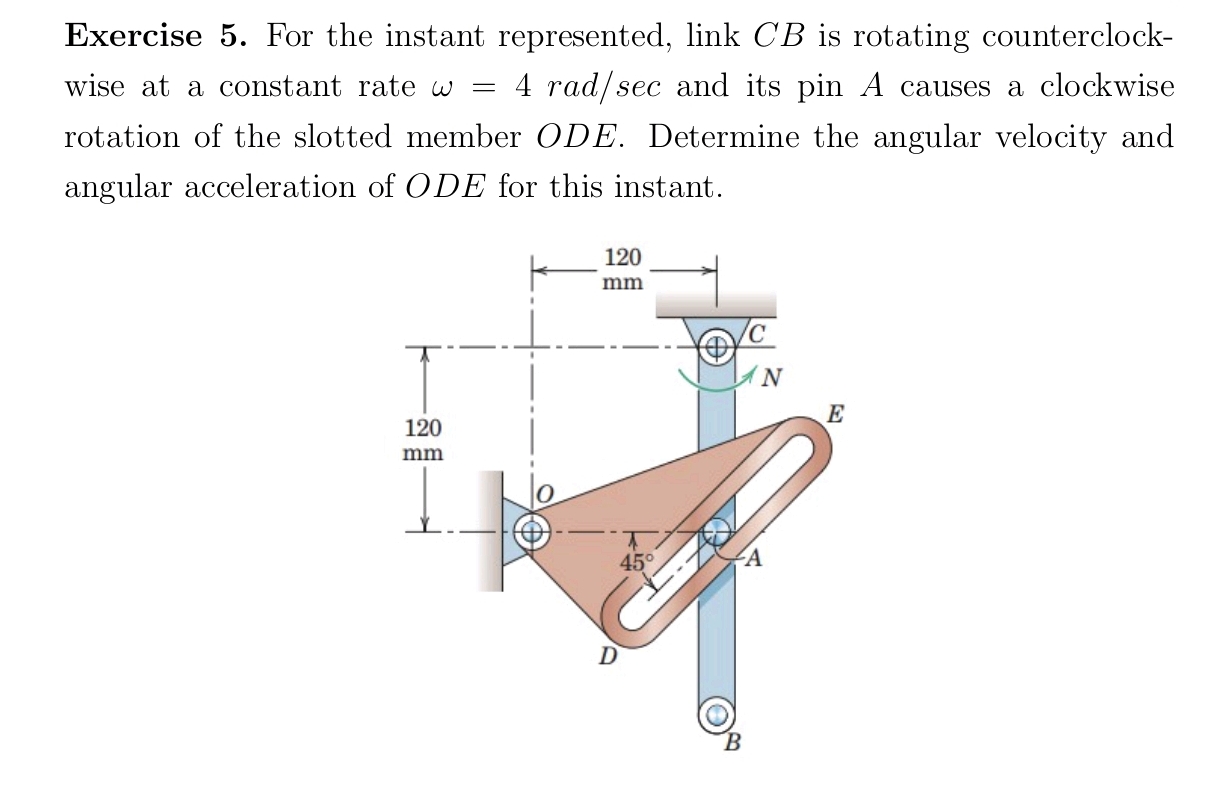 Exercise 5 . For the instant represented, link C