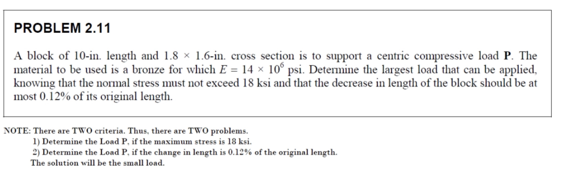 PROBLEM 2 . 1 1 A block of 1 0 - i n . length and