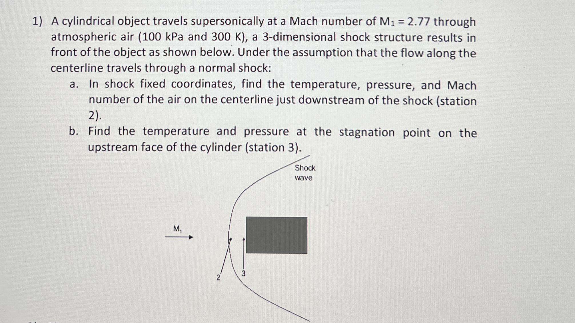 A cylindrical object travels supersonically at a