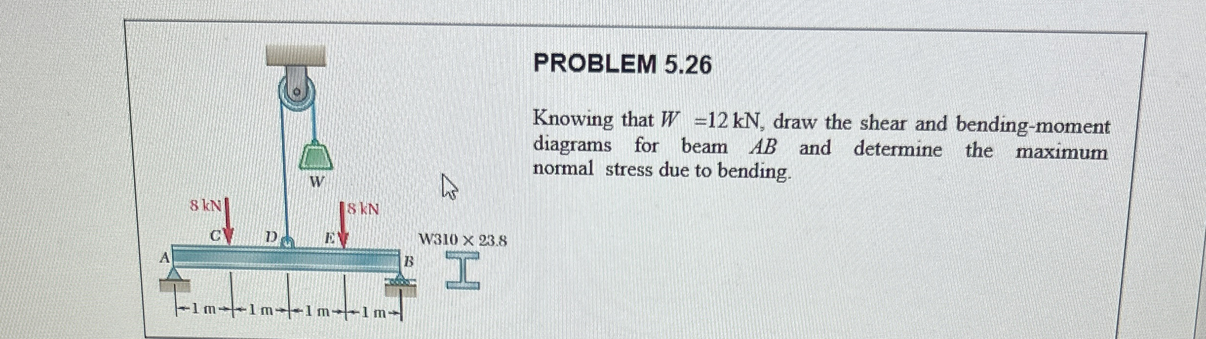 PROBLEM 5 . 2 6 Knowing that W = 1 2 k N , draw