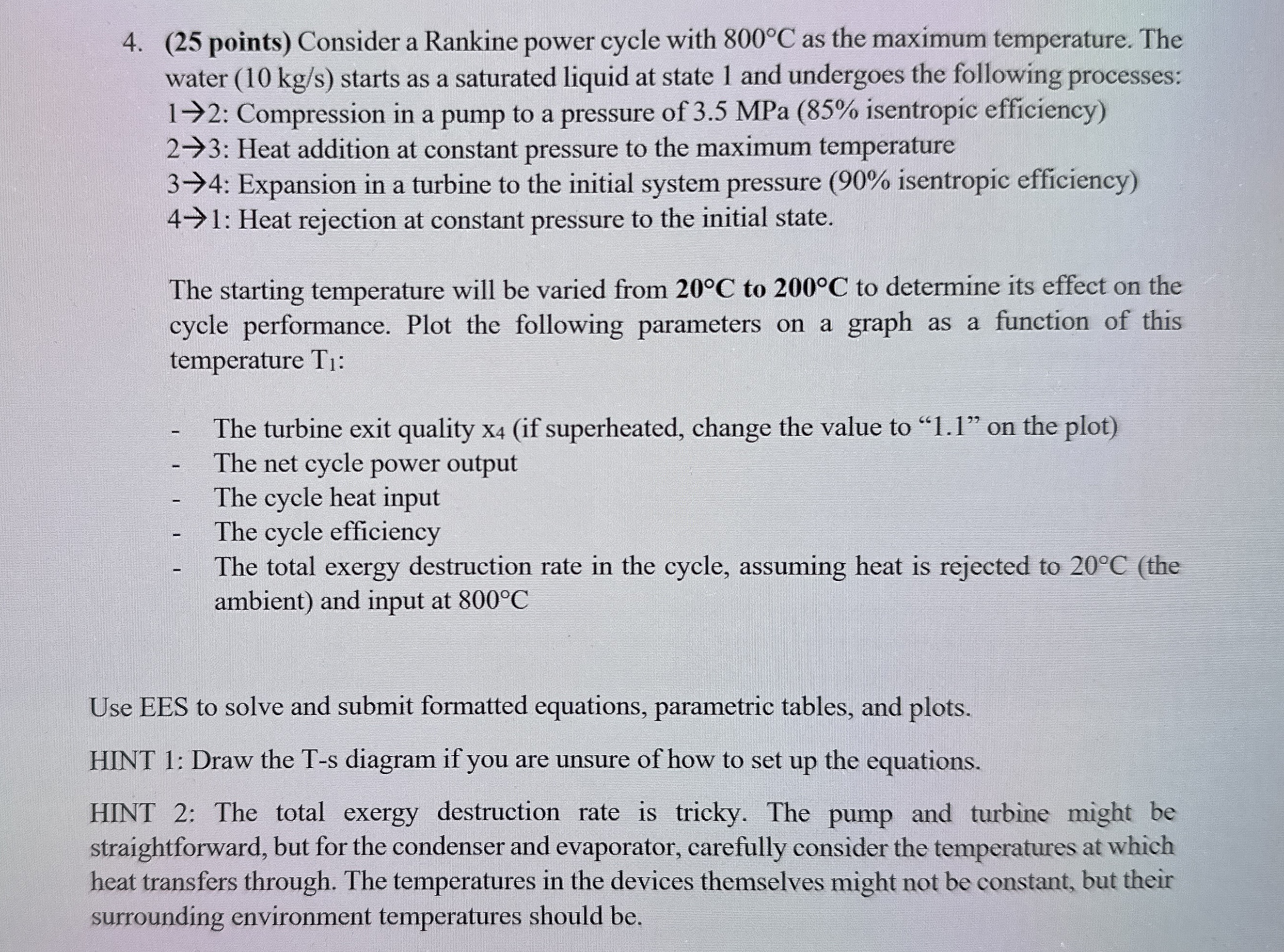 ( 2 5 points ) Consider a Rankine power cycle
