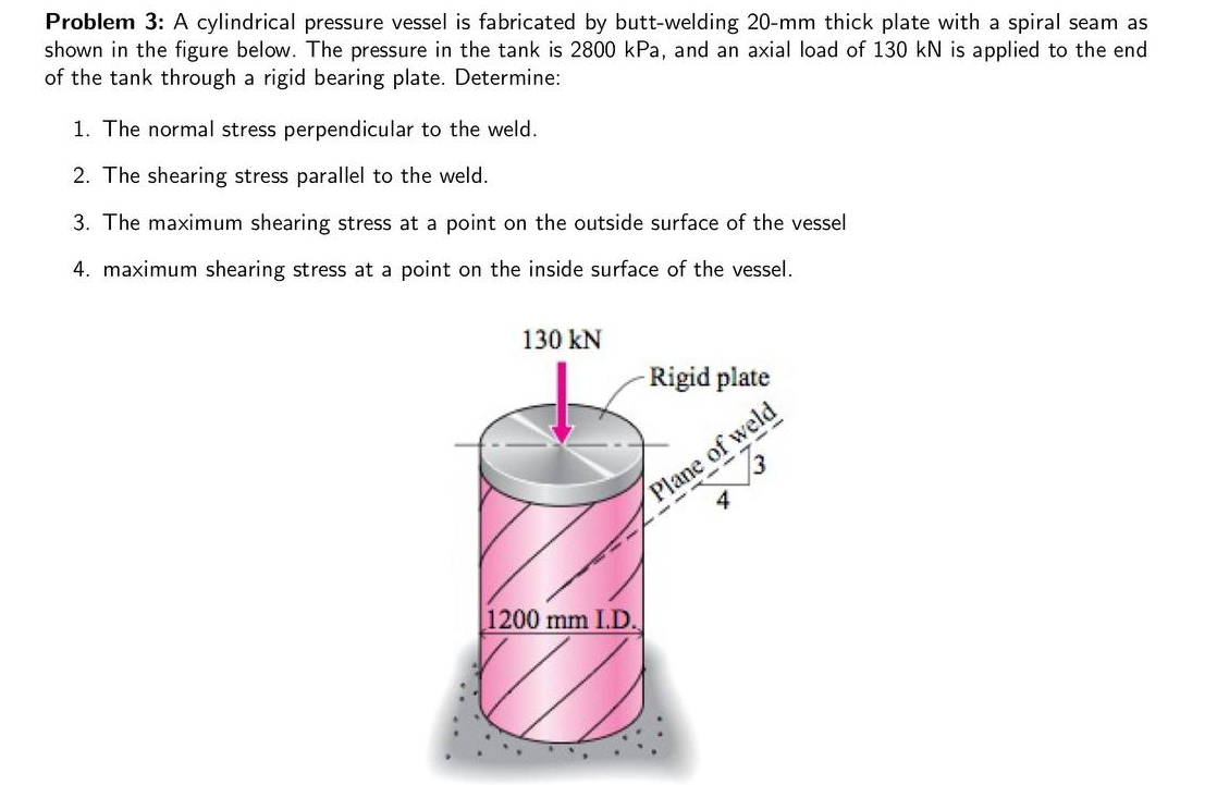 Problem 3 : A cylindrical pressure vessel is