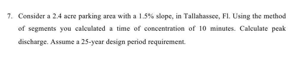 Consider a 2 . 4 acre parking area with a 1 . 5 %