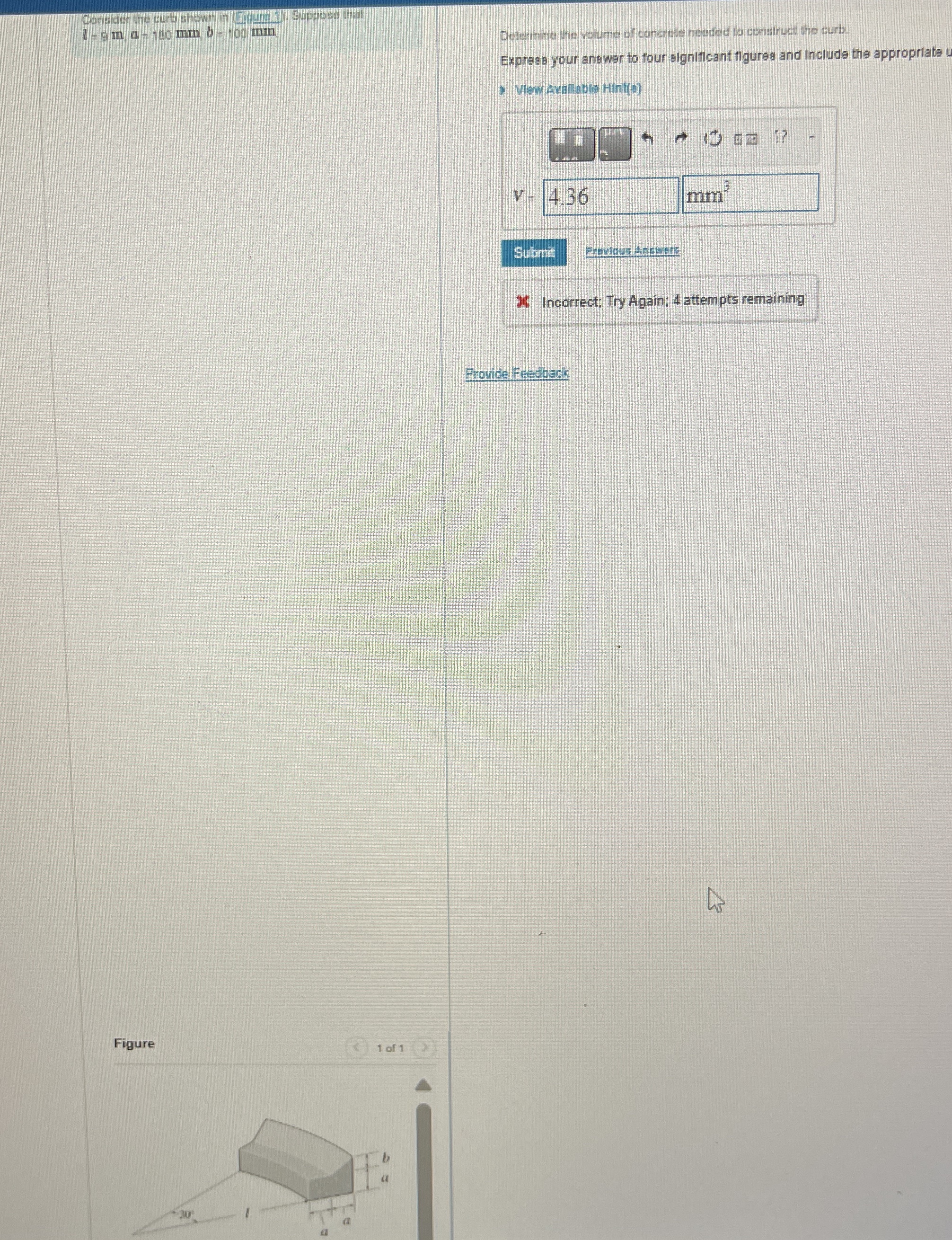 l = 9 m a = 1 0 0 m m b - 1 0 0 m m Expreas your