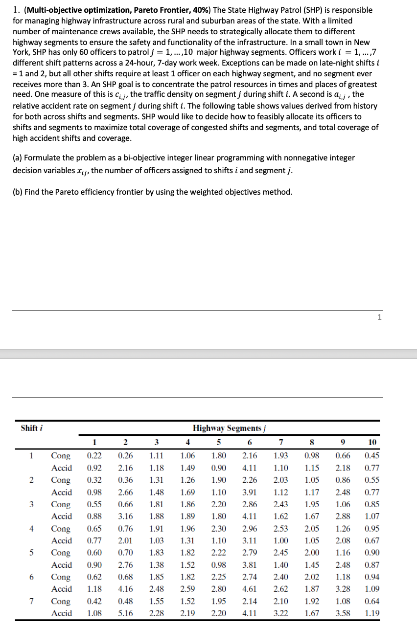 ( Multi - objective optimization, Pareto