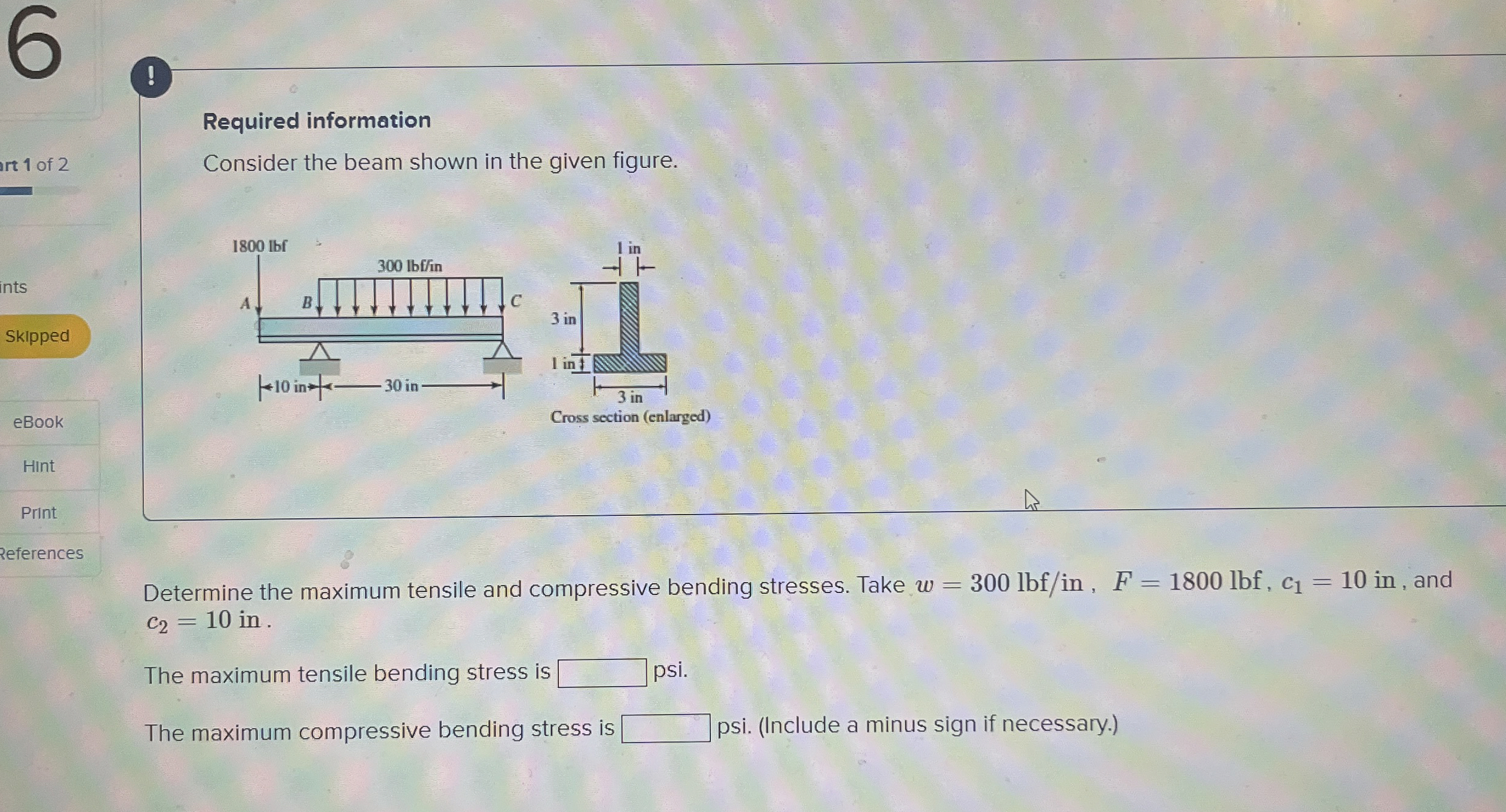 Required information Consider the beam shown in