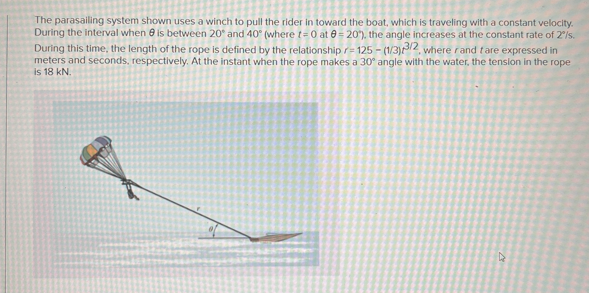 The parasailing system shown uses a winch to pull