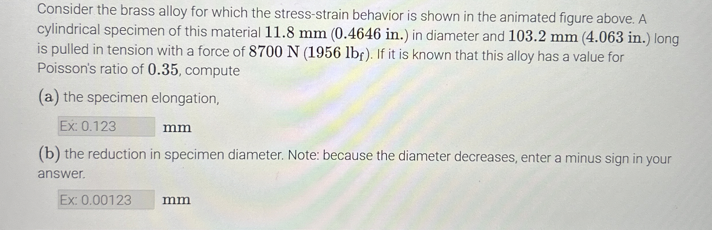 Consider the brass alloy for which the stress -