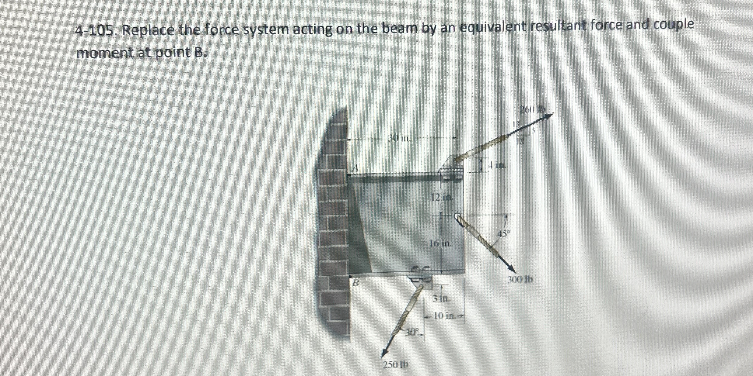 4 - 1 0 5 . Replace the force system acting on